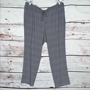 Talbots Woman Size 2X Navy Blue & White Floral Print Pull On Pants